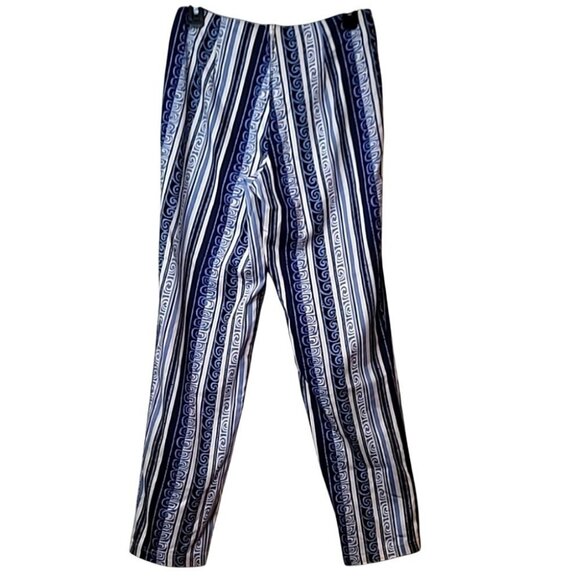 Blue & White Striped Pattern High-Waisted Lightweight Pants Womens Size M - Picture 12 of 14